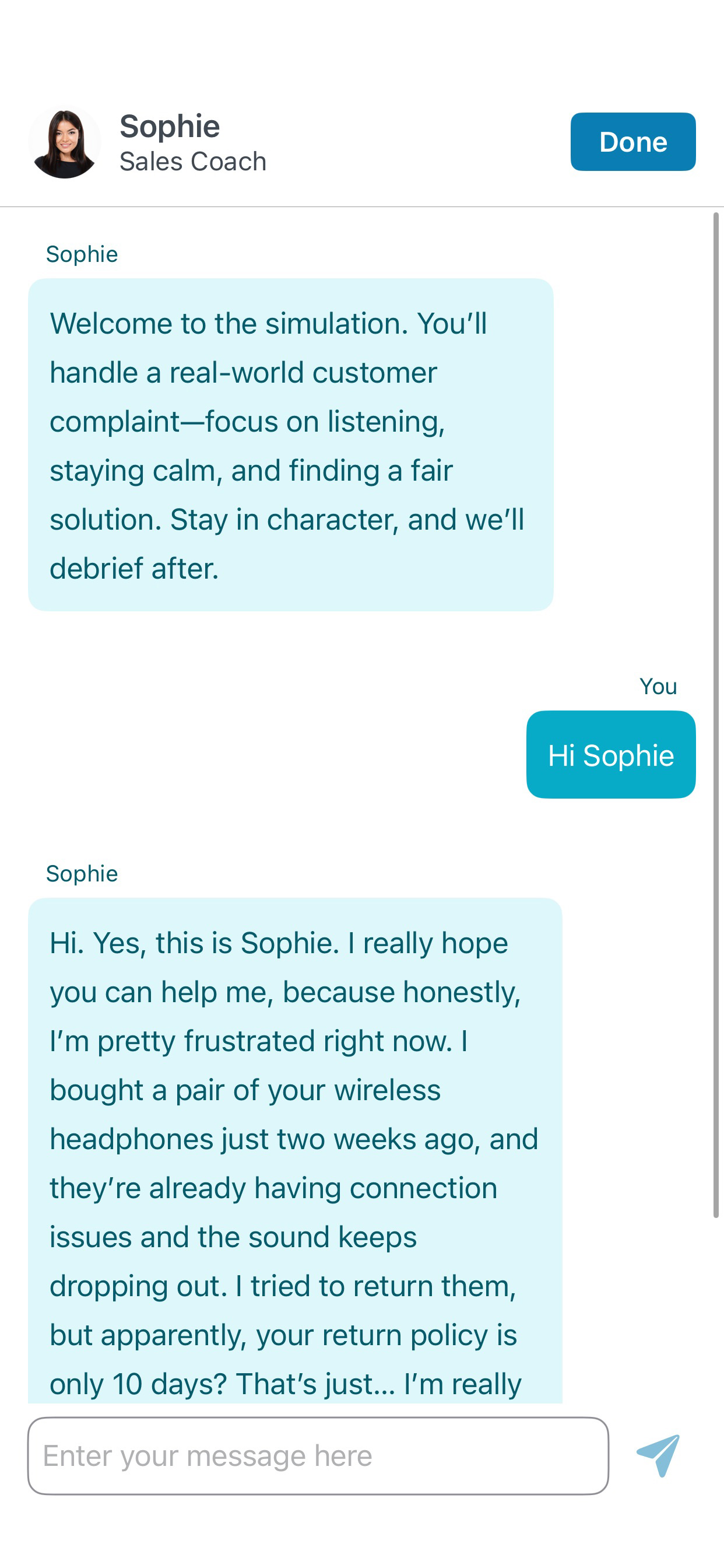 Chat Simulations: Practice real conversations in a safe environment
